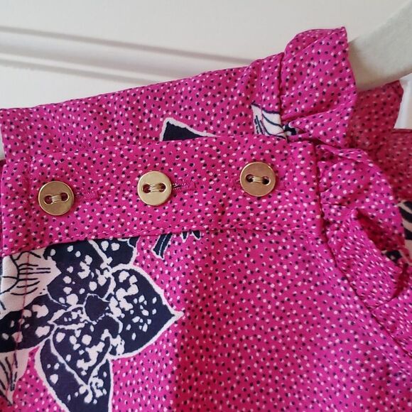 NWT LOFT PINK BLUE WHITE SLEEVELESS RUFFLE NECK TOP SIZE MEDIUM FLORAL OFFICE - Picture 3 of 8